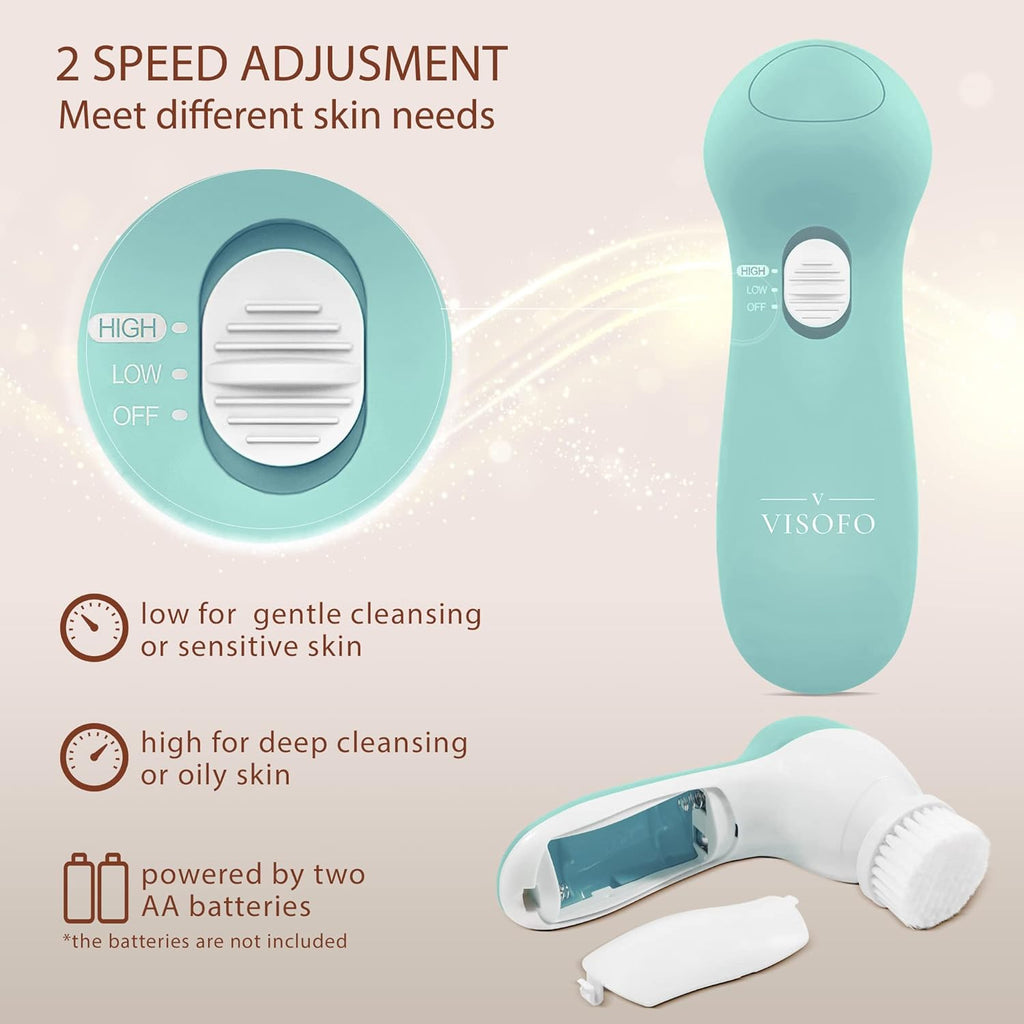 Face Scrubber | Facial Cleansing Brush Exfoliator Skin Care Products Beauty Products Powered Electric Wash Exfoliating Spin Cleanser Cleaning Scrub Including 7 Heads (Opal) | Skin Care Cleanser Wash Women Girls Electric Beauty Powered Exfoliator Skincare Spin Tools Scrub Washer Self Care Gifts