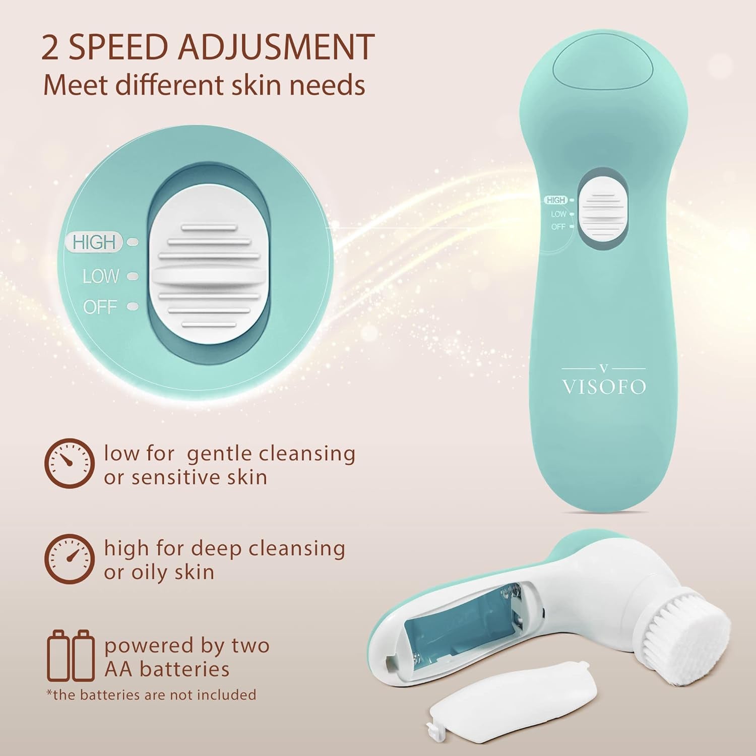 Face Scrubber | Facial Cleansing Brush Exfoliator Skin Care Products Beauty Products Powered Electric Wash Exfoliating Spin Cleanser Cleaning Scrub Including 7 Heads (Opal) | Skin Care Cleanser Wash Women Girls Electric Beauty Powered Exfoliator Skincare Spin Tools Scrub Washer Self Care Gifts