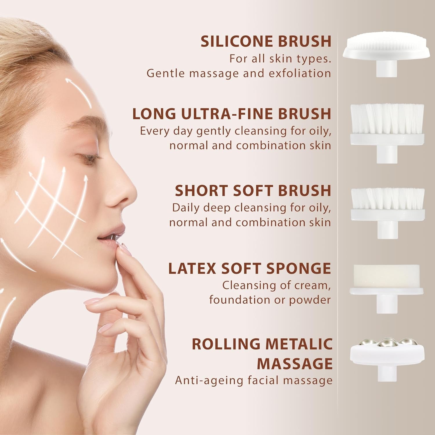 Face Scrubber | Facial Cleansing Brush Exfoliator Skin Care Products Beauty Products Powered Electric Wash Exfoliating Spin Cleanser Cleaning Scrub Including 7 Heads (Opal) | Skin Care Cleanser Wash Women Girls Electric Beauty Powered Exfoliator Skincare Spin Tools Scrub Washer Self Care Gifts